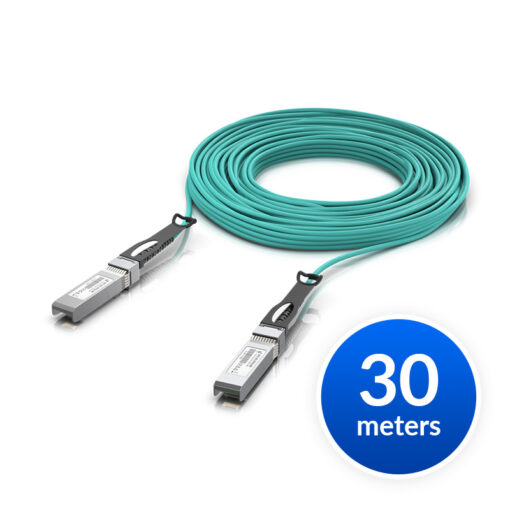 Ubiquiti 25 Gbps Long-Range Direct Attach Cable, Long-range SFP28, 30m Length, Support 25/10/1 Gbps, PVC Cable Jacket, Aqua Color, Incl 2Yr Warr