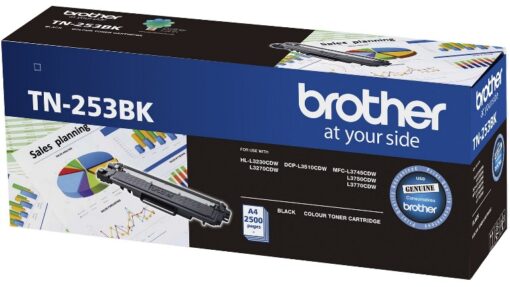 Brother TN-253BK Black Toner Cartridge to Suit -  HL-3230CDW/3270CDW/DCP-L3015CDW/MFC-L3745CDW/L3750CDW/L3770CDW (2,500 Pages)