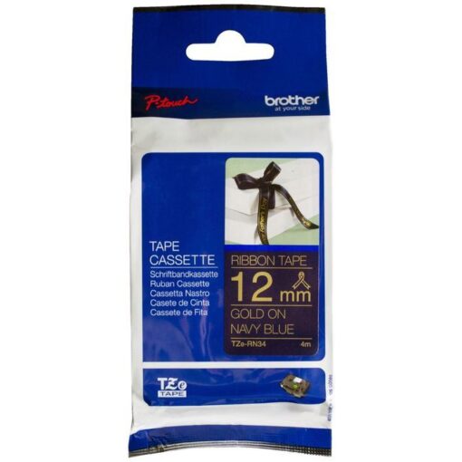 Brother 12mm X 4mm Gold on Navy Blue Ribbon - Image 2