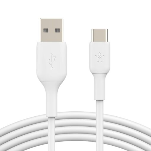 Belkin BoostCharge USB-C to USB-A Cable (1m/3.3ft) - White (CAB001bt1MWH),480Mbps,8K+ bend,Samsung Galaxy,iPad,MacBook,Google,OPPO,Nokia,2YR - Image 2