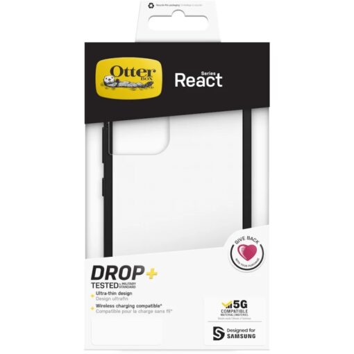 OtterBox React Samsung Galaxy S22 5G (6.1") Case Black Crystal (Clear/Black) - (77-86608),Antimicrobial,DROP+ Military Standard,Raised Edges,Hard Case - Image 2