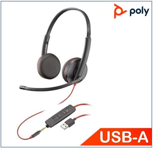 Plantronics/Poly Blackwire 3225 Headset, USB-A, Stereo, 3.5mm duo corded, Noise canceling, Dynamic EQ, SoundGuard, Intuitive call control, 2 YEar Warr - Image 2