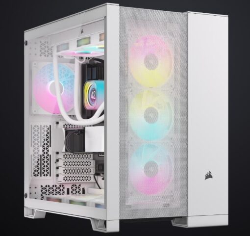 Corsair 6500D Airflow Tempered Glass ATX Mid-Tower, Mesh Left Front, Dual Chamber White Case - Image 2