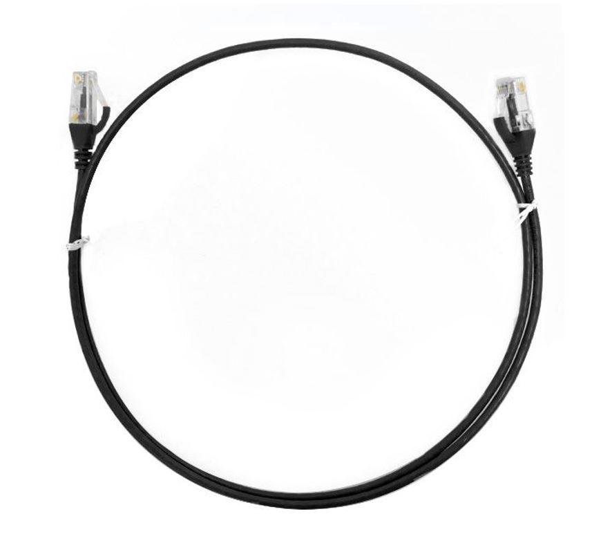 8ware CAT6 Ultra Thin Slim Cable 0.5m / 50cm - Black Color Premium RJ45 Ethernet Network LAN UTP Patch Cord 26AWG for Data | CAT6THINBK-050M