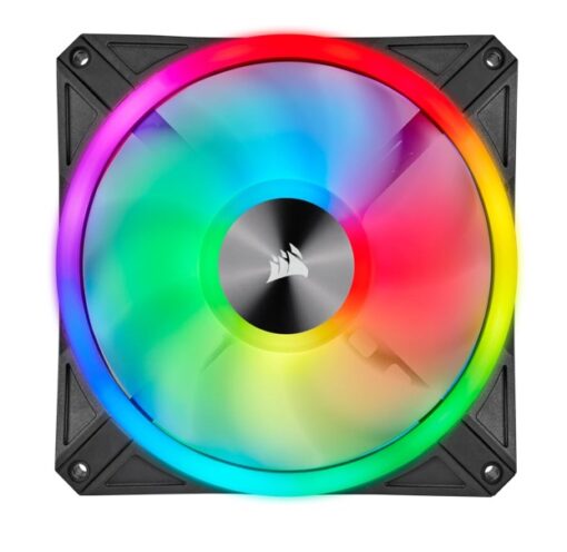 Corsair QL140 RGB Dual Fan Kit with Lighting Node Core, ICUE, 140mm RGB LED PWM Fan 26dBA, 50.2 CFM, 2 Fan Pack - Image 3