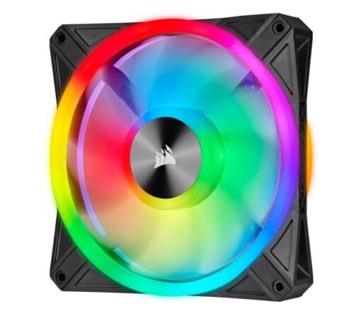 Corsair QL140 RGB Dual Fan Kit with Lighting Node Core, ICUE, 140mm RGB LED PWM Fan 26dBA, 50.2 CFM, 2 Fan Pack - Image 4