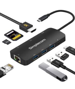 Simplecom CHT580 USB-C SuperSpeed 8-in-1 Multiport Hub Adapter HDMI 2.0 Docking Station