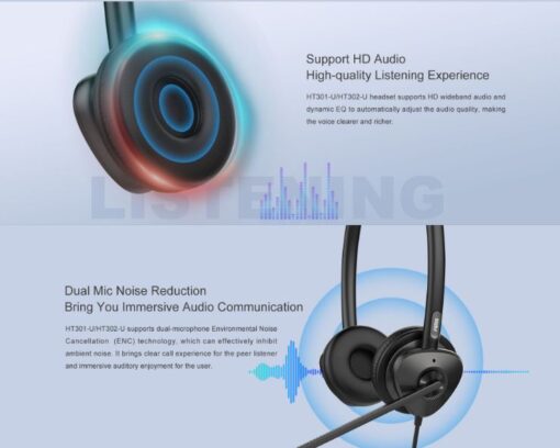 Fanvil HT302-U USB Stereo Headset - Over the head design, perfect for any small office or home office (SOHO) or call center staff - USB Connection - Image 4