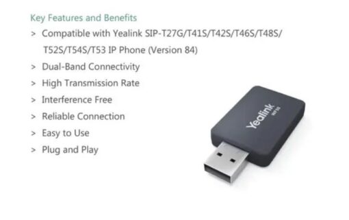 Yealink WF50 V1 Dual Band WiFi USB Dongle - SIP-T42U/T43U/T46U/T48U/T53 IP Phone, High Transmission Rate - Image 3