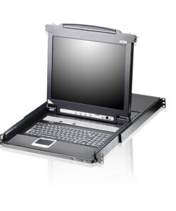 Aten Rackmount KVM Switch Single Rail 8 Port VGA PS/2-USB w/ 19' LCD Display, 2x Custom KVM Cables, 1280x1024@75hz Display, LED Illumination