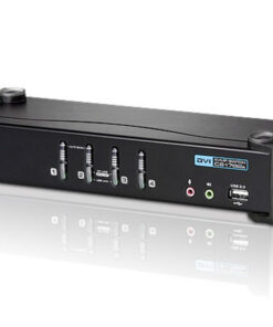 Aten Desktop KVMP Switch 4 Port Single Display DVI w/ 7.1 audio, 4x Custom KVM Cables Included, 2x USB Port, Selection Via Front Panel