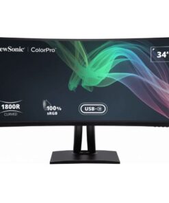 ViewSonic 34' ColorPro™ 21:9 Curved UWQHD 3440 x 1440, 90W USB-C, 100% sRGB, Delta E < 2 color Accuracy, Pre-calibrated Professional Designer Monitor