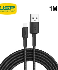 USP BoostUp Lightning to USB-A Cable (1M) Black - Quick Charge  Connect, 2.4A Rapid Charge,Durable  Reliable,Nylon Weaving,Apple iPhone/iPad/MacBook