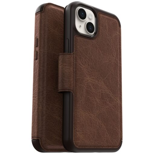 OtterBox Strada Apple iPhone 14 Plus Case Brown - (77-88554), DROP+ 3X Military Standard, Leather Folio Cover, Card Holder, 7 Years Warranty - Image 2