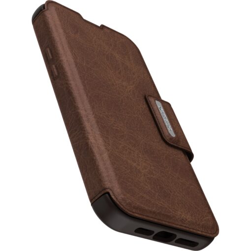 OtterBox Strada Apple iPhone 14 Plus Case Brown - (77-88554), DROP+ 3X Military Standard, Leather Folio Cover, Card Holder, 7 Years Warranty - Image 3