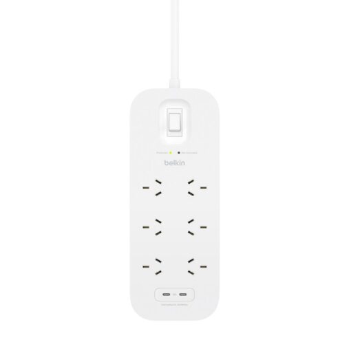 Belkin SurgePro 6-Outlet Surge Protector with Dual USB-C 30W - (SRB006AU2M), Dual USB-C ports, 2M Power cord, $50,000 CEW, RCM Safety Certified - Image 3