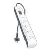 Belkin BSV400 4-Outlet 2-Meter Surge Protection Strip, Protects Against Spikes And Fluctuations, CEW $20,000,2YR , Power Board