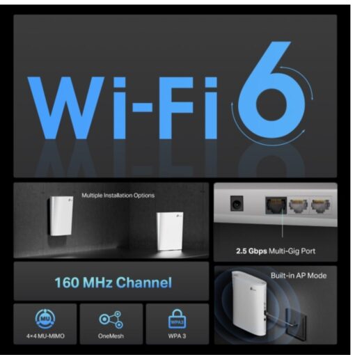 TP-Link RE900XD AX6000 Mesh Wi-Fi 6 Range Extender 1148Mbps@2.4 GHz, 4804Mbps@5 GHz,1×2.5 Gbps Multi-Gig Port+ 2× Gigabit Ports - Image 4
