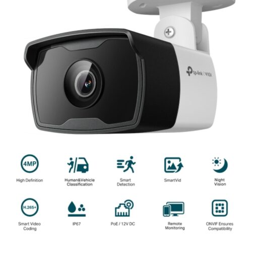 TP-Link VIGI 4MP C340I(6mm) Outdoor IR Bullet Network Camera,6mm Lens, Smart Detection, 3YW - Image 3