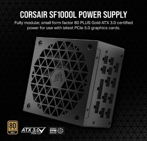 Corsair SF-L Series 80+ Gold SF1000L Fully Modular Low-Noise SFX Power Supply. Ultra compact Space saving,  High Performance PSU - Image 2