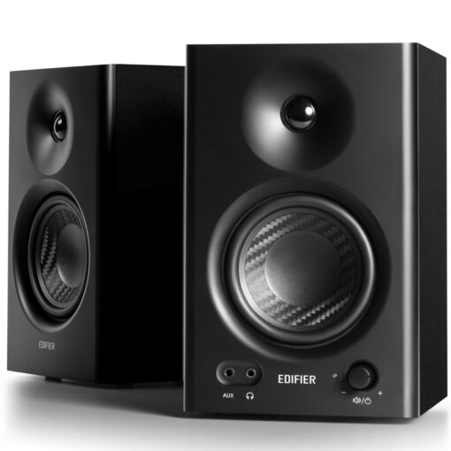 Edifier MR4 Studio Monitor - Smooth Frequency, 1' Silk Dome Tweeter, 4'  Diaphragm Woofer, Wooden, RCA TRS, AUX, Ideal for Content Creators -Black - Image 2