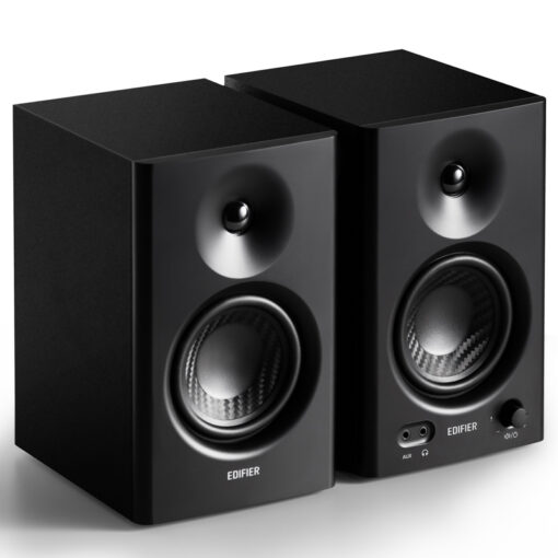 Edifier MR4 Studio Monitor - Smooth Frequency, 1' Silk Dome Tweeter, 4'  Diaphragm Woofer, Wooden, RCA TRS, AUX, Ideal for Content Creators -Black - Image 3