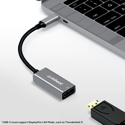 mbeat Elite USB-C to Display Port Adapter  -Converts USB-C to DisplayPort female port, 4K@60Hz (3840×2160),  15cm - Space Grey Weight: 30g - Image 3