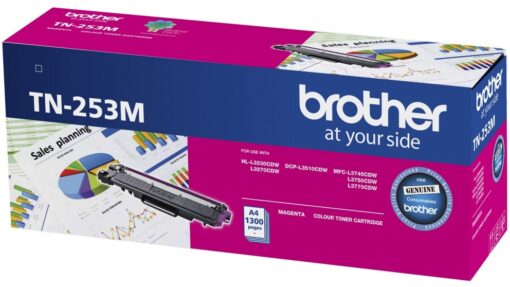 Brother TN-253M Magenta Toner Cartridge to Suit -  HL-3230CDW/3270CDW/DCP-L3015CDW/MFC-L3745CDW/L3750CDW/L3770CDW (1,300 Pages) COB-TN-253M