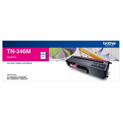 Brother TN-346M Colour Laser Toner- High Yield Magenta- HL-L8250CDN/8350CDW MFC-L8600CDW/L8850CDW - 3500Pages COB-TN-346M