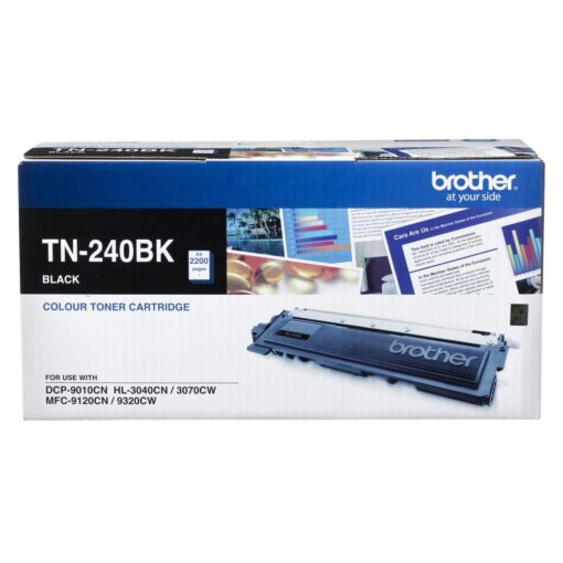 TN-240BK COLOUR LASER TONER - BLACK TONER CARTRIDGE TO SUIT HL-3040CN/3045CN/3070CW/3075CW, DCP-9010CN, MFC-9120CN/9125CN/9320CW/9325CW - 2,200 PAGES COB-TN240BK