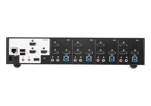 Aten Desktop KVMP Switch 4 Port Triple Display 4k DisplayPort w/ audio, Cables Included, 2x USB Port, Selection Via Front Panel KVA-CS1964 - Image 2