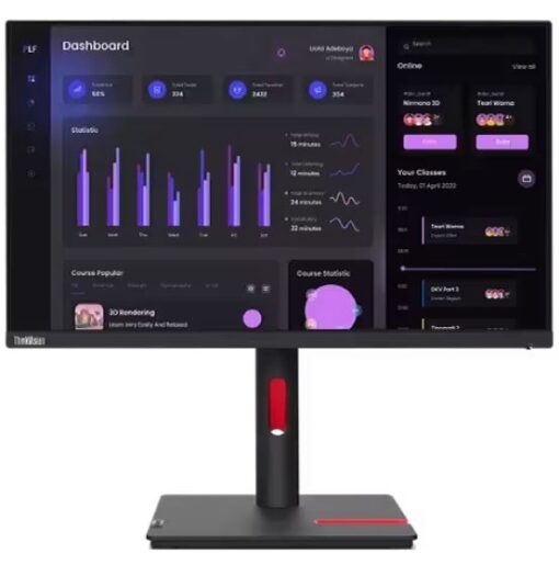 LENOVO ThinkVision T24I-30 23.8'/24' 60Hz FHD Monitor 1920x1080 16:9 Anti-Glare Height Adjustable Titl Swivel Pivot 4xUSB3.2 Hub VGA DP HDMI Audio 3yr MNLEN-T24I30