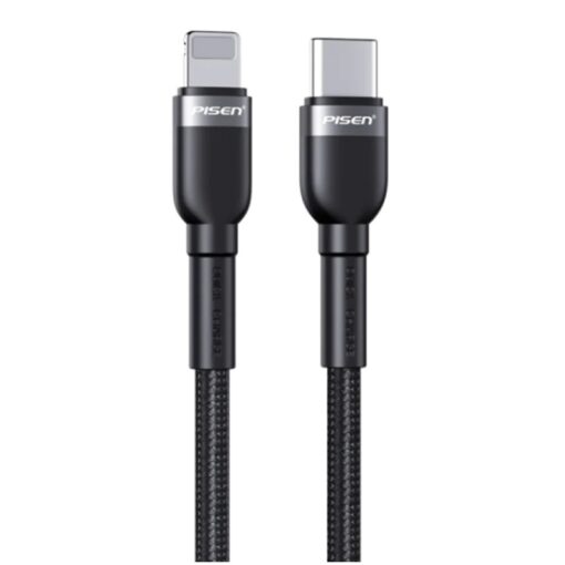 Pisen Braided Lightning to USB-C PD Fast Charge Cable (2M) Black-Supports 3A,Reinforced Wire Treatment for Damage Resistance,Apple iPhone/iPad MPA-6940735489876