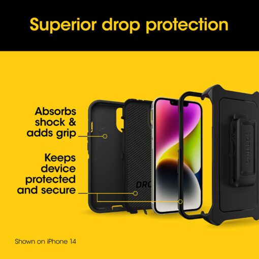 OtterBox Defender Apple iPhone 15 Plus / iPhone 14 Plus (6.7') Case Black - (77-92542), DROP+ 5X Military Standard,Included Holster,7 Years Warranty MPA-77-92542 - Image 4