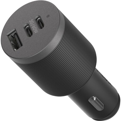 OtterBox USB-C 72W Triple Port Premium Pro Fast Car Charger - Black (78-80899), 1x USB-A (12W), 2x USB-C 30W(60W Shared), Intelligent,2 Years Warranty MPA-OB-72W3PCC-BLK - Image 3