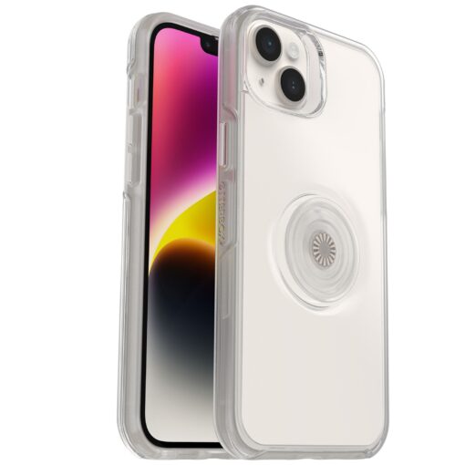 OtterBox Otter + Pop Symmetry Clear Apple iPhone 14 Plus Case Clear Pop - (77-88776), DROP+ 3X Military Standard,Swappable PopGrip, 7 Years Warra MPA-OB-AIP14-OSCCLR