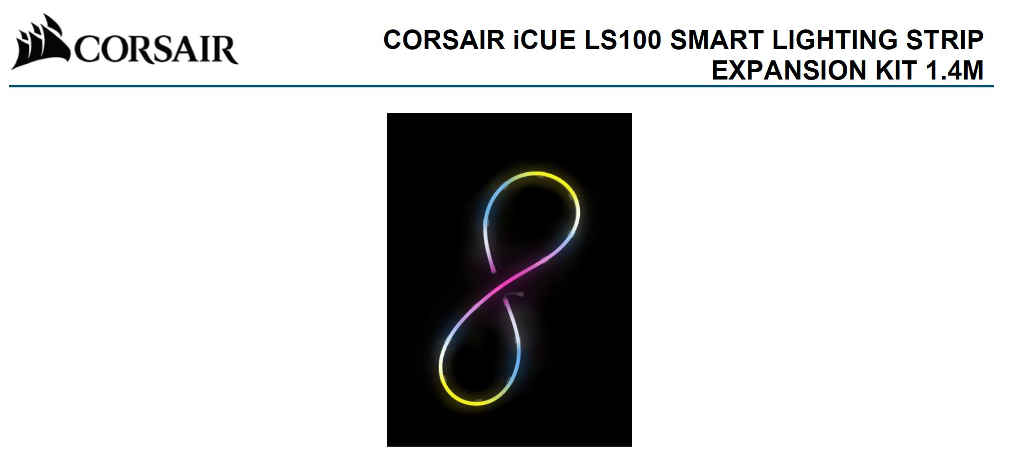 Corsair iCUE LS100 Smart Lighting Strip Expansion Kit 1x 1.4 Meter 84 Individually Addressable LED (LS) | CD-9010005-WW