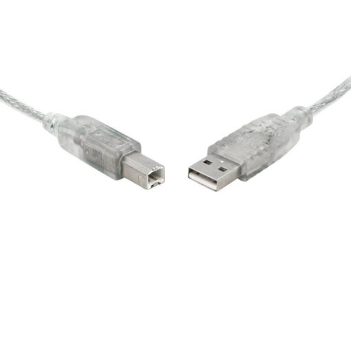 8Ware USB 2.0 Cable 1m Type A to B Male to Male Printer Cable for HP Canon Dell Brother Epson Xerox Transparent Metal Sheath UL Approved | UC-2001AB