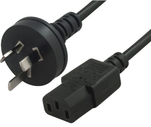 Hypertec AU Power Cable 2m - Male Wall 240v PC to Power Socket 3pin to IEC 320-C13 for Notebook/ AC Adapter Black AU Certified OEM Pack | H3PIECBK