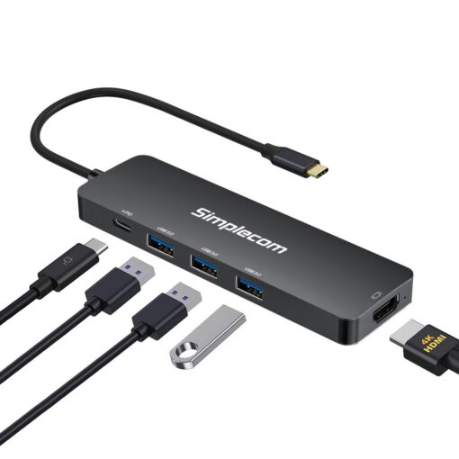 Simplecom CH545 USB-C 5-in-1 Multiport Adapter Docking Station with 3-Port USB 3.0 Hub PD HDMI | CH545 - Image 2