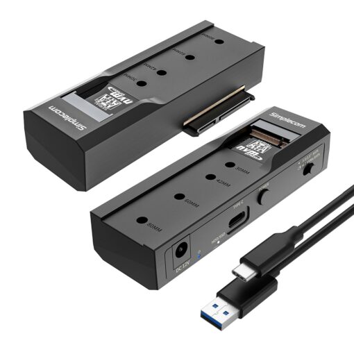 Simplecom SA536 USB to M.2 and SATA 2-IN-1 Adapter for 2.5'/3.5' HDD  NVMe/SATA M.2 SSD with Power Supply USB 3.2 Gen2 10Gbps | SA536