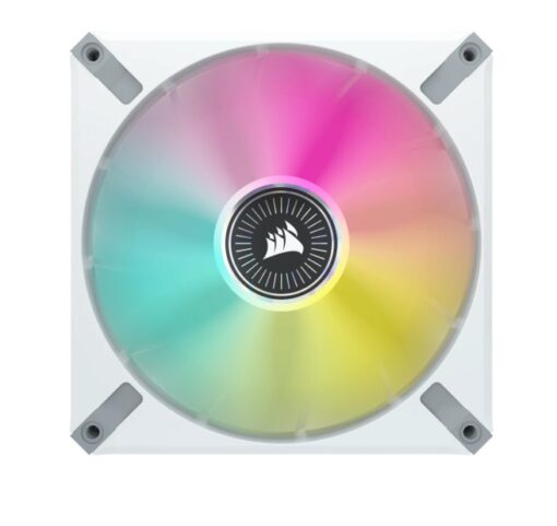 Corsair ML ELITE Series, ML140 RGB ELITE WHITE, 140mm Magnetic Levitation RGB Fan with AirGuide, Dual Pack with Lighting Node CORE (LS) - Image 3