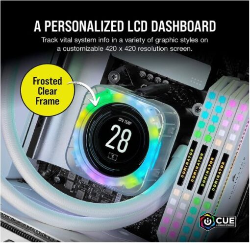 Corsair iCUE ELITE CPU Cooler LCD Display Upgrade Kit ICE -  transforms your CORSAIR ELITE CAPELLIX CPU cooler into a personalized dashboard Display - Image 2