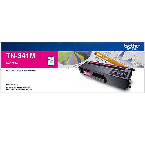 Brother TN-341M Colour Laser Toner-Standard Magenta, HL-L8250CDN/8350CDW MFC-L8600CDW/L8850CDW - 1500Pages | TN-341M