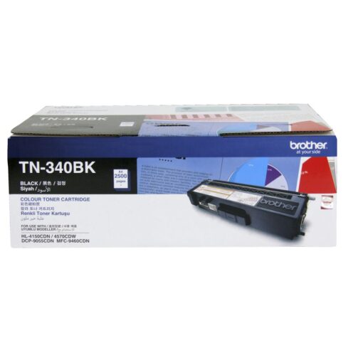 Brother TN-340BK Colour Laser Toner - Standard Yield Black, HL-4150CDN/4570CDW, DCP-9055CDN, MFC-9460CDN/9970CDW - 2500 pages | TN-340BK
