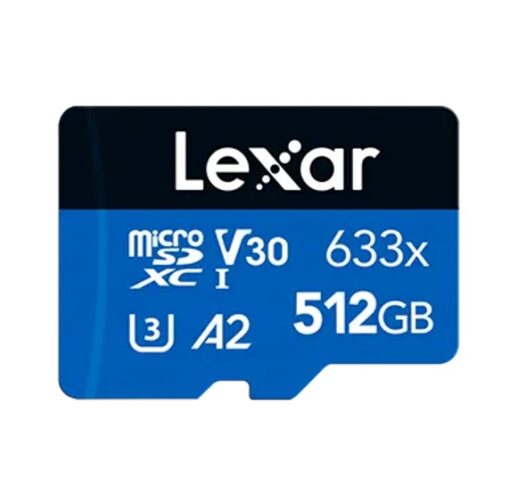 Lexar High-Performance 633x 512GB microSDHC™ UHS-I Card BLUE Series + adaptor 512GB – C10, A2, UHS-I (U3), V30, up to 100MB/s read, 70MB/s | LSDMI512BB633A