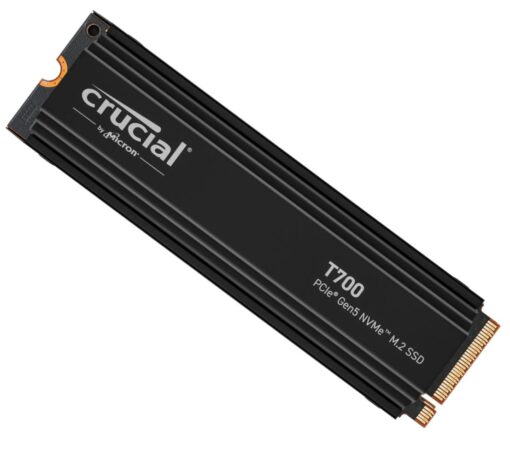 Crucial T700 1TB Gen5 NVMe SSD Heatsink - 11700/9500 MB/s R/W 600TBW 1500K IOPs 1.5M hrs MTTF with DirectStorage for Intel 13th Gen  AMD Ryzen 7000 | CT1000T700SSD5