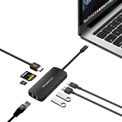 Simplecom CHT580 USB-C SuperSpeed 8-in-1 Multiport Hub Adapter HDMI 2.0 Docking Station - Image 4