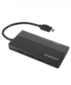 (LS) Simplecom CH330 Portable USB-C to 4 Port USB-A Hub USB 3.2 Gen1 with Cable Storage - Black