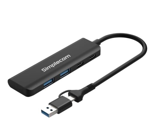 Simplecom CH385 SuperSpeed USB-A and USB-C 4-Port Combo Hub USB 3.2 Gen 1 (2x USB-A and 2x USB-C Ports) | CH385